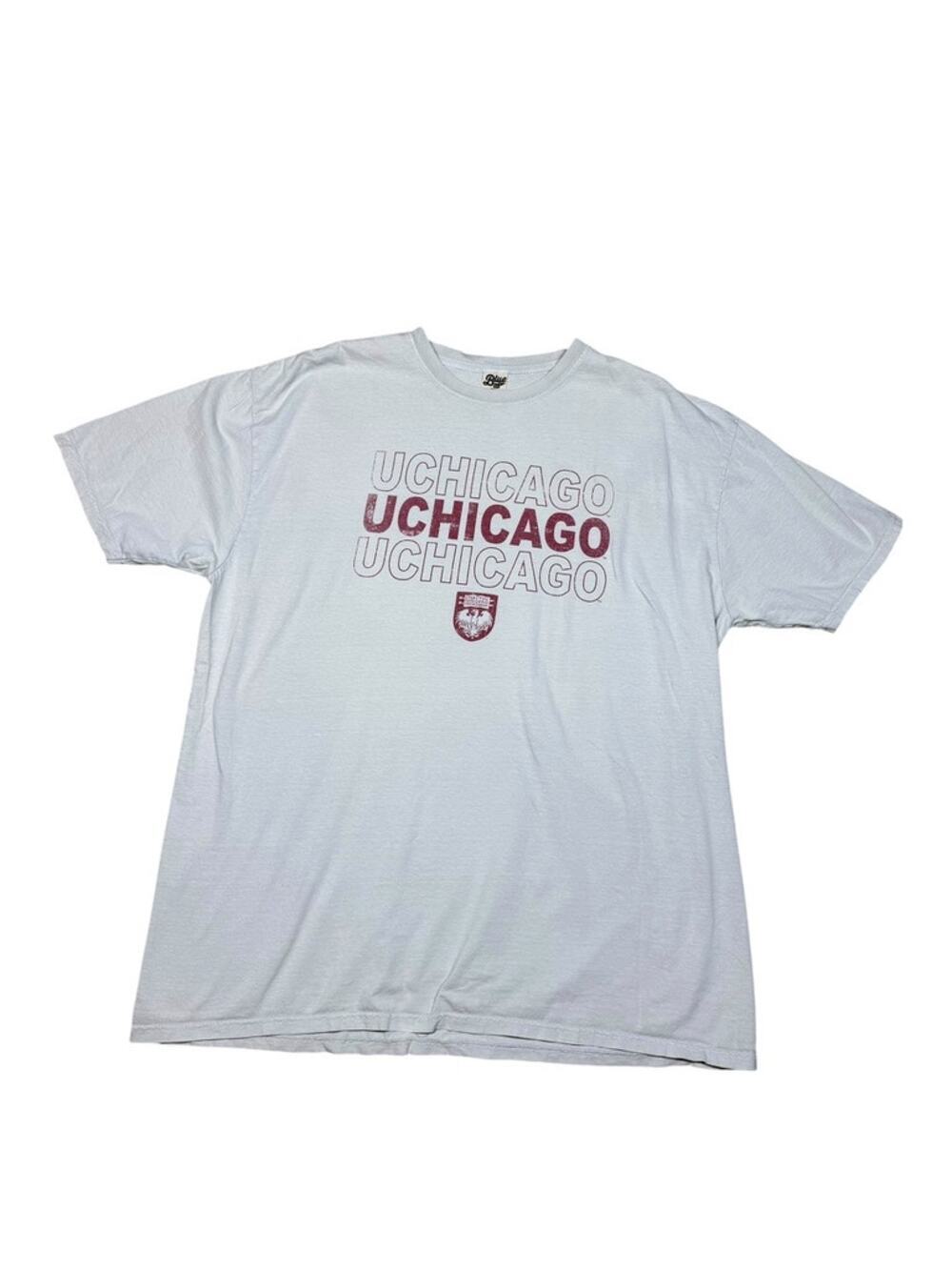 University of Chicago Cream Blue 84 Graphic Logo T-Shirt Tee Size XL